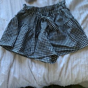 Navy and white checkered flowy shorts